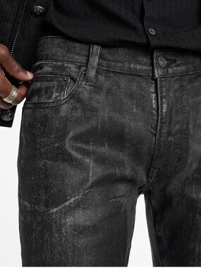 NWT: John Varvatos J703 Coated Black Jeans – Slim Skinny Fit – Size 34